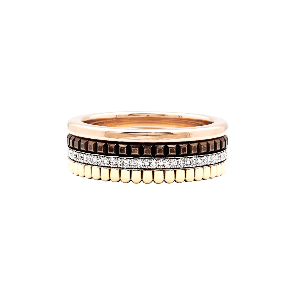 Bague Alliance BOUCHERON "Quatre Classique Small" en or blanc, or jaune, or rose et diamants - Castafiore
