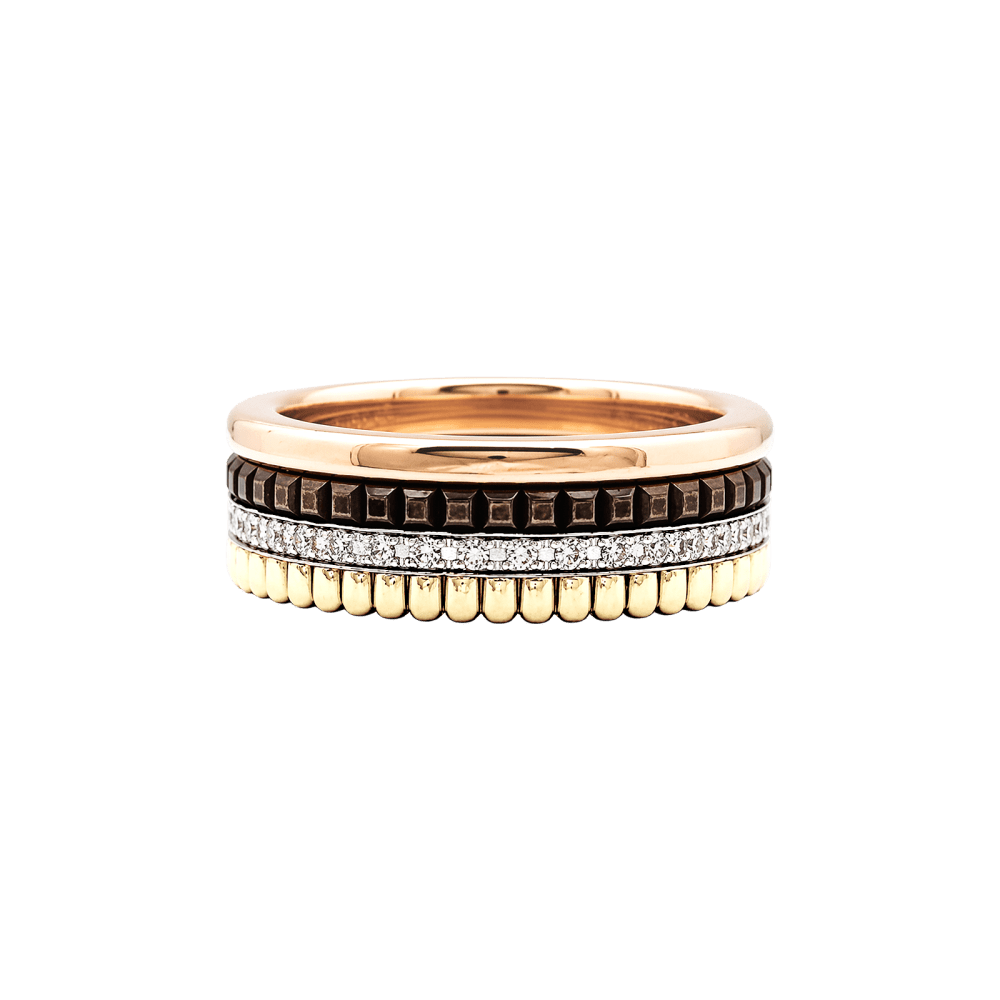 Bague Alliance BOUCHERON "Quatre Classique Small" en or blanc, or jaune, or rose et diamants - Castafiore