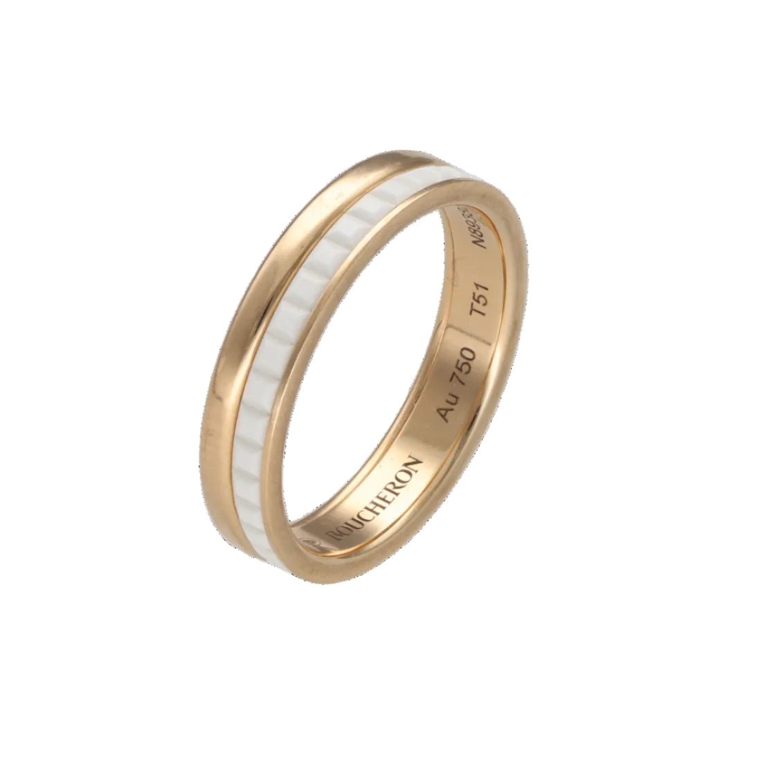 Bague Alliance BOUCHERON "Quatre" en or rose et céramique - Castafiore