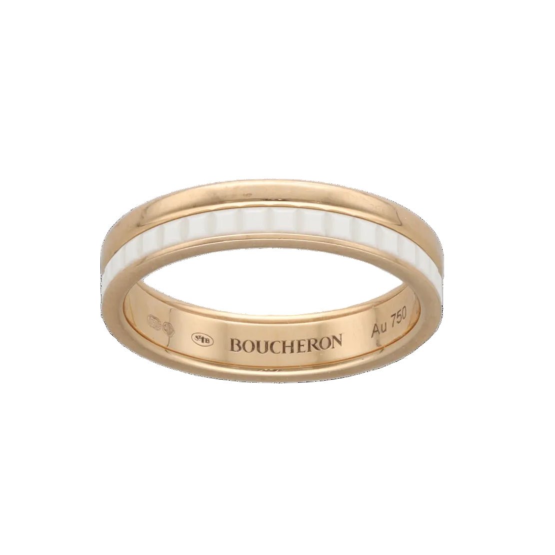 Bague Alliance BOUCHERON "Quatre" en or rose et céramique - Castafiore