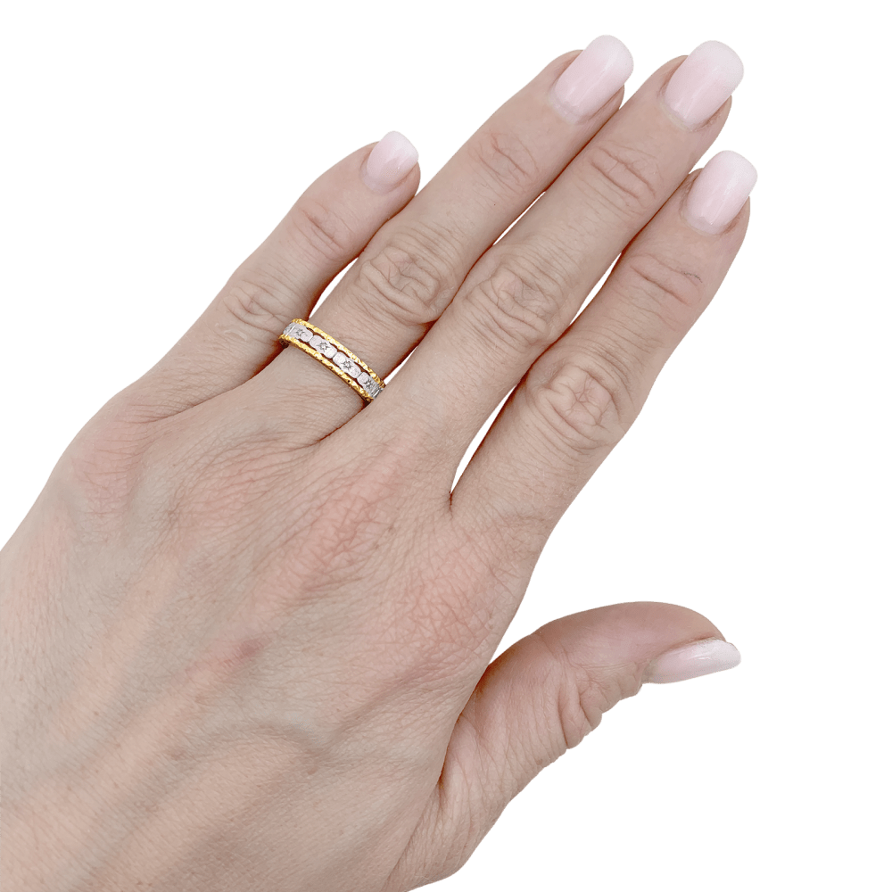 Bague Alliance BUCCELLATI en or blanc et or jaune - Castafiore