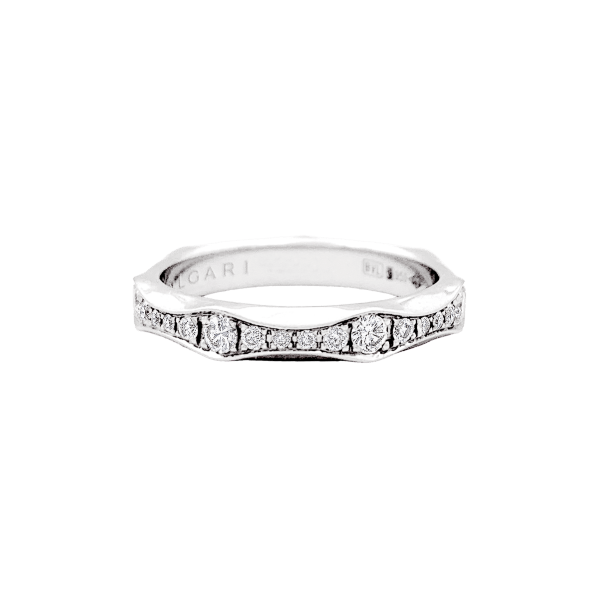 Bague Alliance BULGARI "Infinito" en platine et diamants - Castafiore