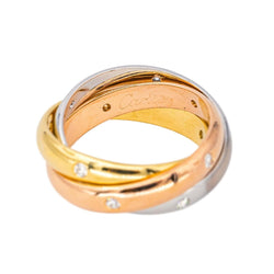 Bague Alliance CARTIER en or jaune, or blanc, or rose et diamants - Castafiore