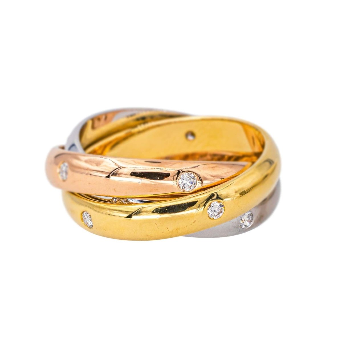 Bague Alliance CARTIER en or jaune, or blanc, or rose et diamants - Castafiore