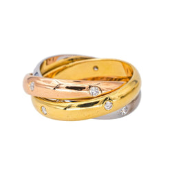 Bague Alliance CARTIER en or jaune, or blanc, or rose et diamants - Castafiore