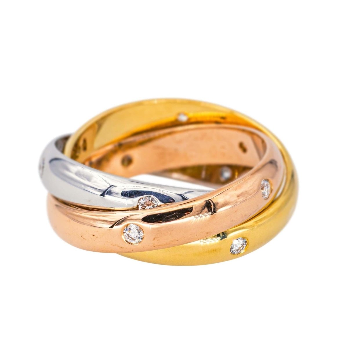 Bague Alliance CARTIER en or jaune, or blanc, or rose et diamants - Castafiore