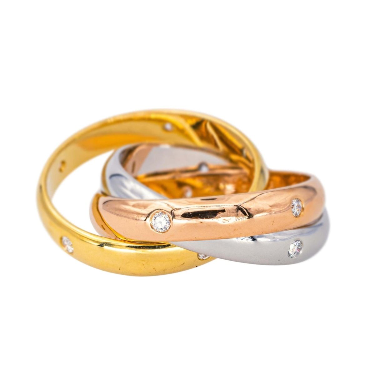 Bague Alliance CARTIER en or jaune, or blanc, or rose et diamants - Castafiore