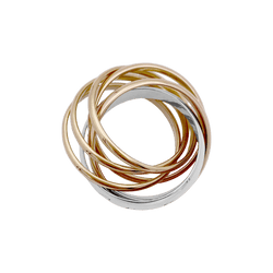 Bague Alliance CARTIER "Trinity" en or blanc, or jaune, or rose et diamant - Castafiore