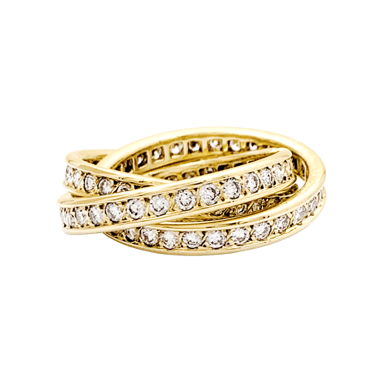 Bague Alliance CARTIER "Trinity" en or jaune et diamants - Castafiore