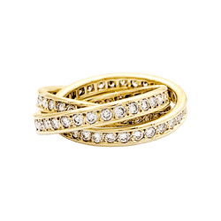 Bague Alliance CARTIER "Trinity" en or jaune et diamants - Castafiore