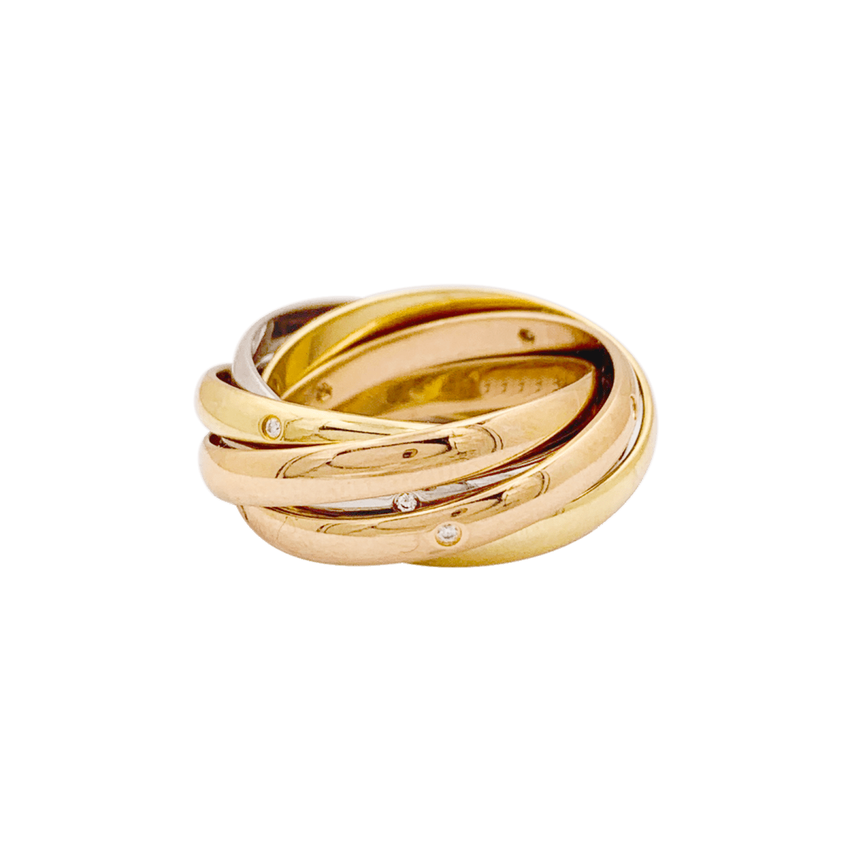 Bague Alliance CARTIER "Trinity" en or jaune, or blanc, or rose et diamants - Castafiore