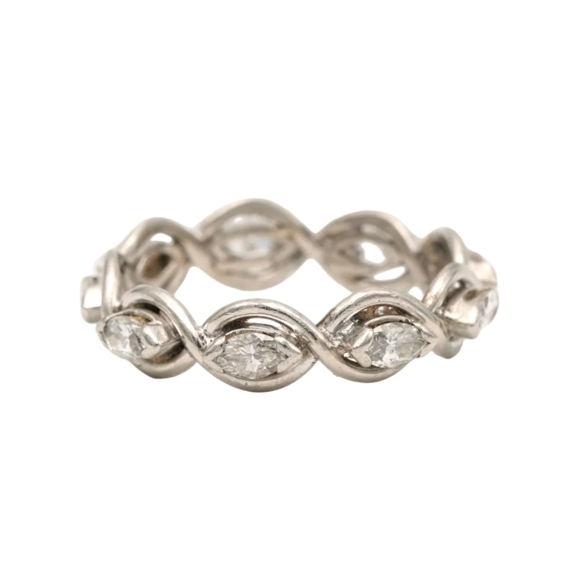 Bague Alliance en blanc, or jaune et diamants - Castafiore
