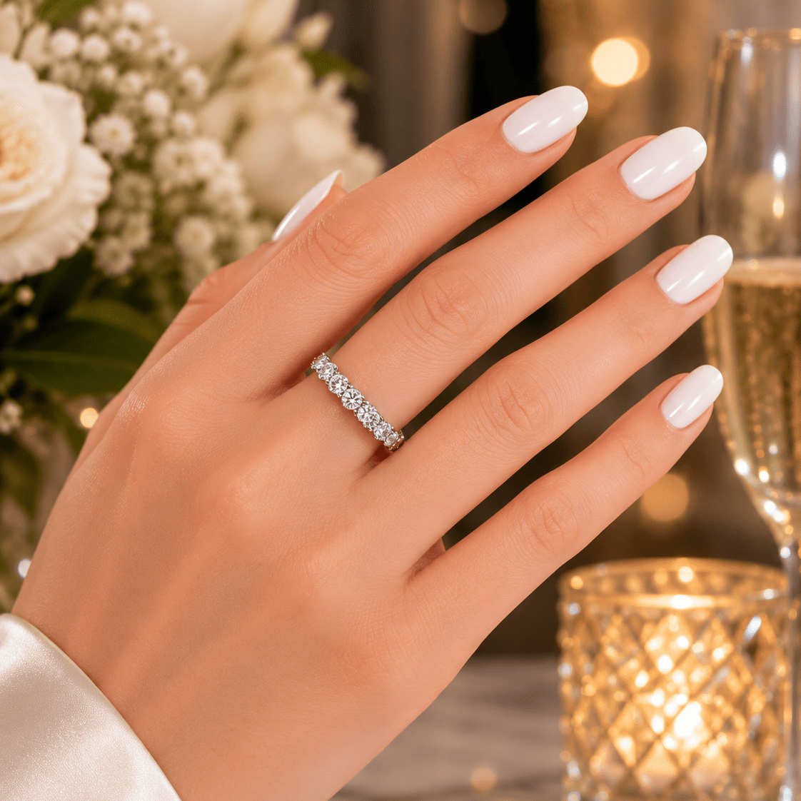 Bague Alliance en or blanc et diamants - Castafiore