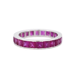 Bague Alliance en or blanc et rubis - Castafiore