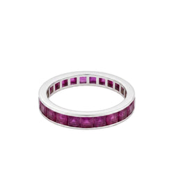 Bague Alliance en or blanc et rubis - Castafiore