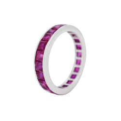 Bague Alliance en or blanc et rubis - Castafiore