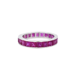 Bague Alliance en or blanc et rubis - Castafiore