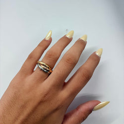 Bague Alliance en or blanc, or jaune et or rose - Castafiore