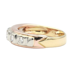 Bague Alliance en or blanc, or jaune, or rose et diamants - Castafiore
