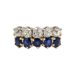 Bague Alliance en or blanc, or jaune, saphirs et diamants - Castafiore