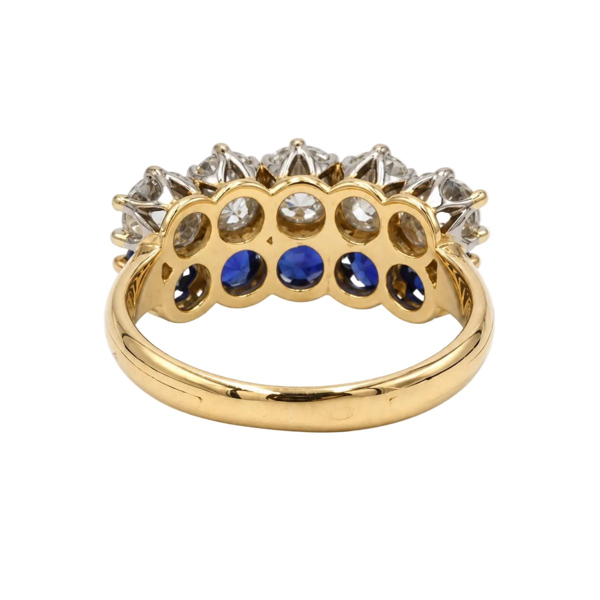 Bague Alliance en or blanc, or jaune, saphirs et diamants - Castafiore