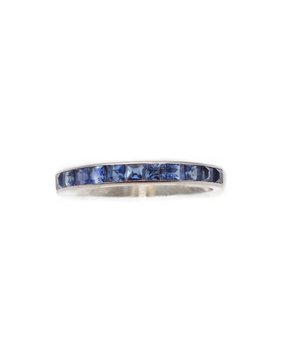 Bague Alliance en or blanc, platine et saphirs - Castafiore