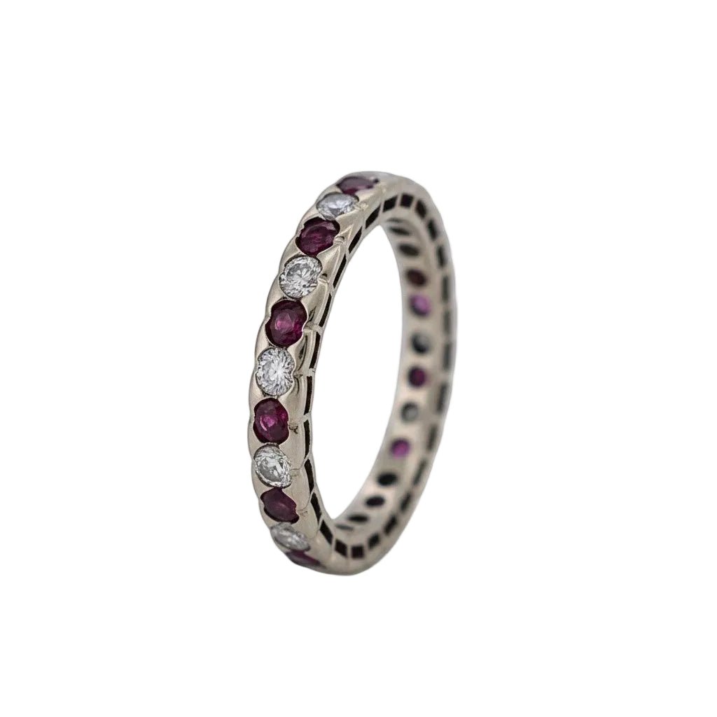 Bague Alliance en or blanc, rubis et diamants - Castafiore