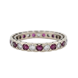 Bague Alliance en or blanc, rubis et diamants - Castafiore