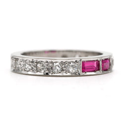 Bague Alliance en or blanc, rubis et diamants - Castafiore