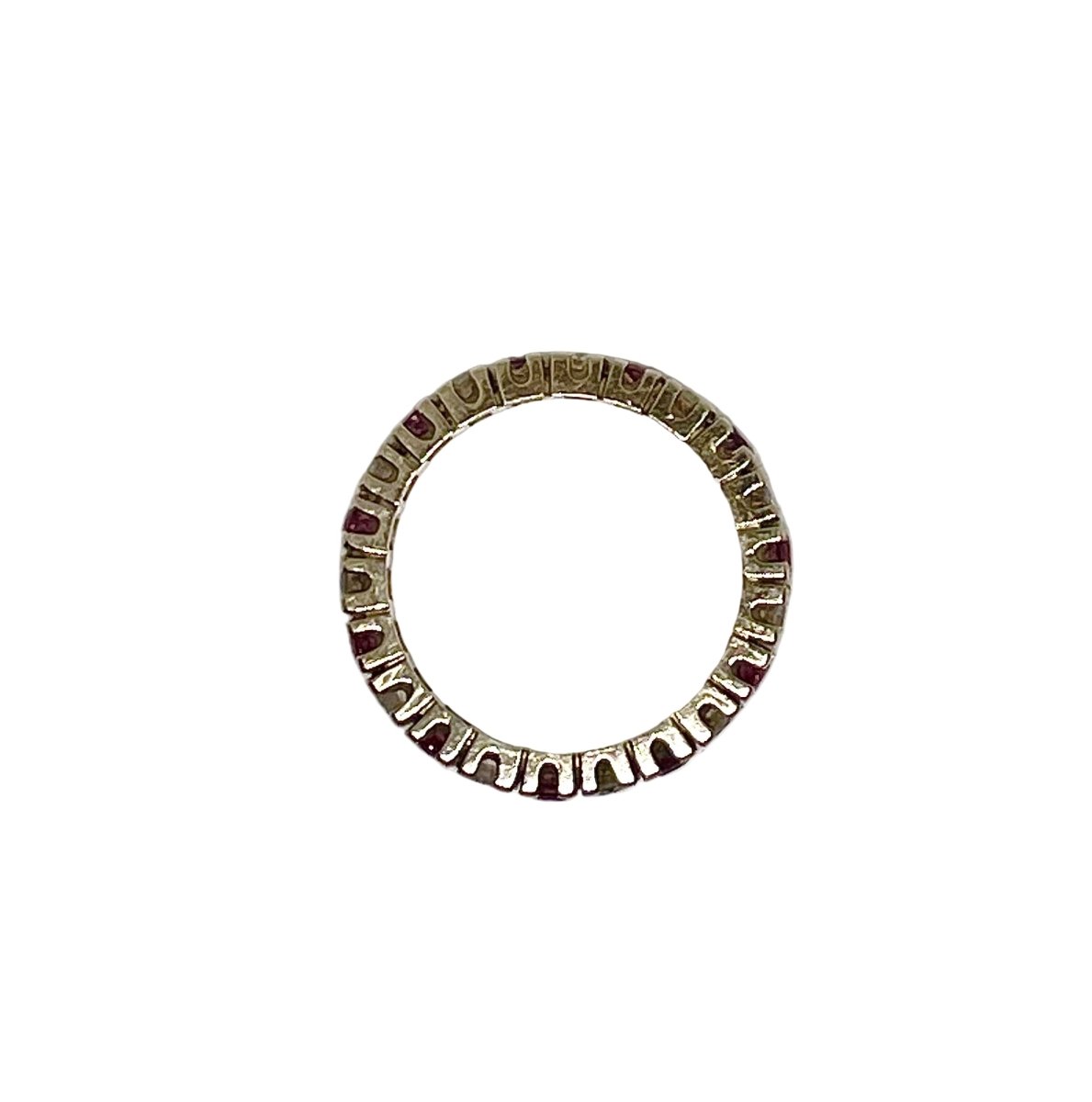 Bague Alliance en or blanc, rubis, saphirs et diamants - Castafiore