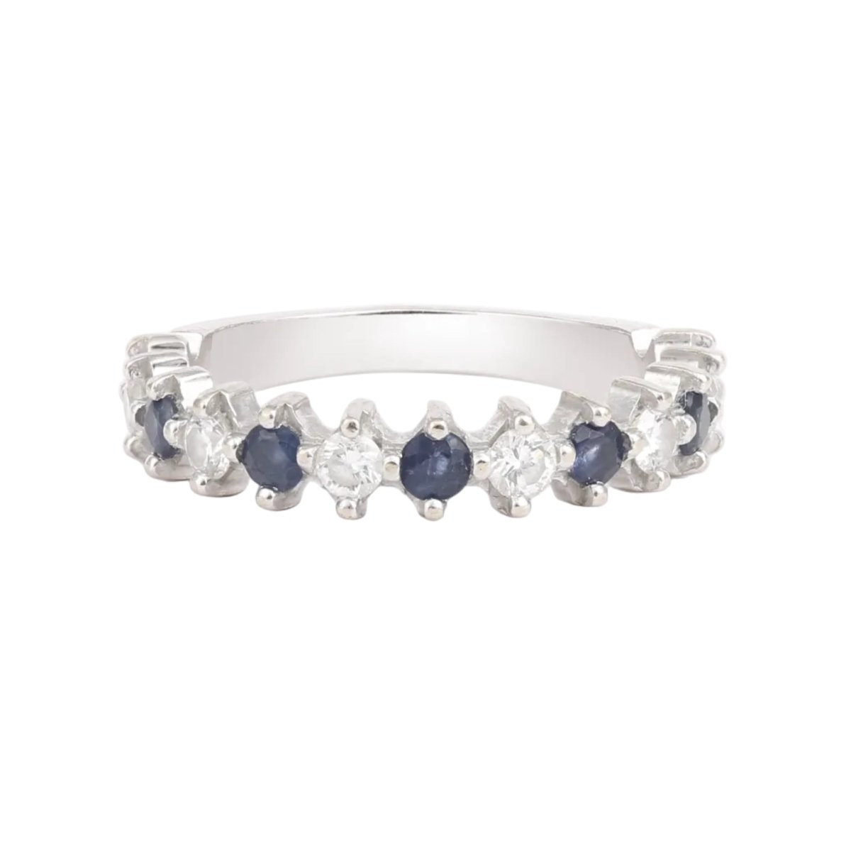 Bague Alliance en or blanc, saphirs et diamants