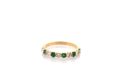 Bague Alliance en or jaune, émeraudes, et diamants - Castafiore