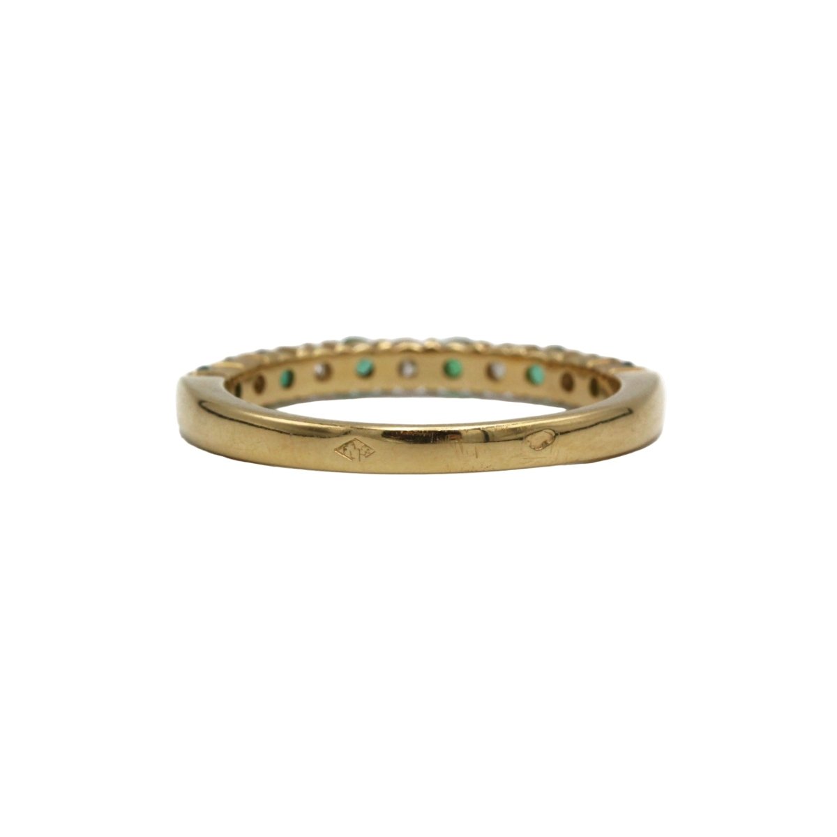 Bague Alliance en or jaune, émeraudes et diamants - Castafiore