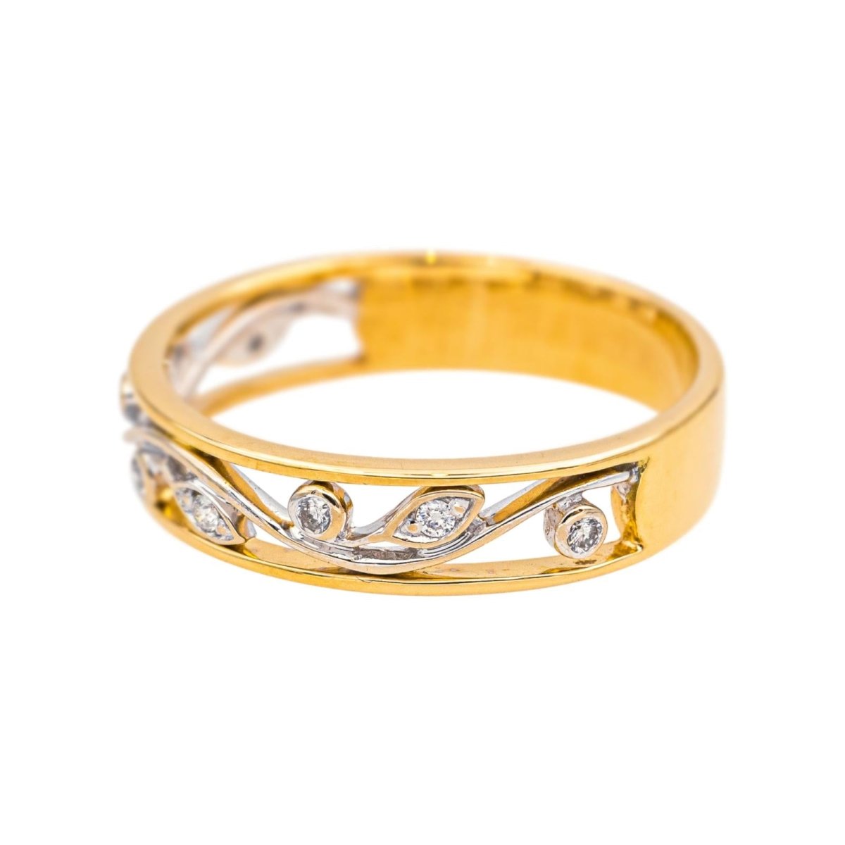 Bague Alliance en or jaune, or blanc et diamants - Castafiore