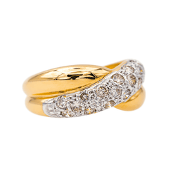 Bague Alliance en or jaune, or blanc et diamants - Castafiore