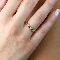 Bague Alliance en or jaune, rubis et diamants - Castafiore