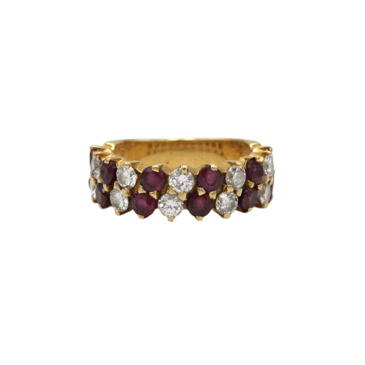 Bague Alliance en or jaune, rubis et diamants - Castafiore
