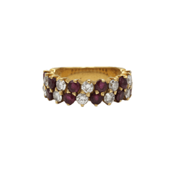 Bague Alliance en or jaune, rubis et diamants - Castafiore