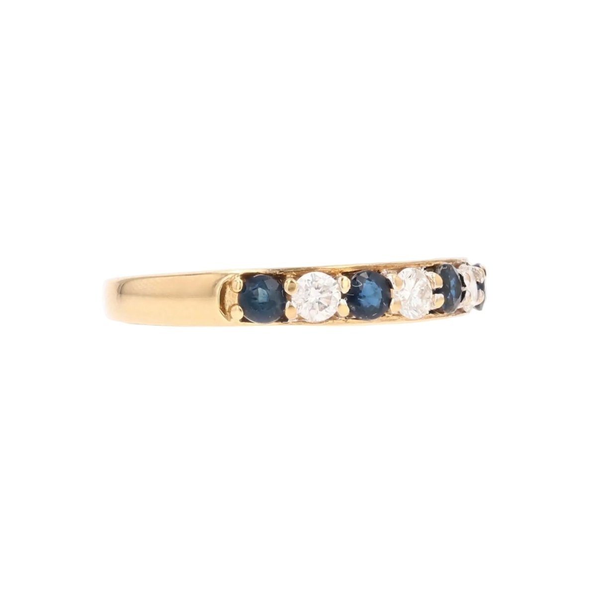Bague Alliance en or jaune, saphirs et diamants - Castafiore