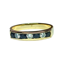 Bague Alliance en or jaune, saphirs et diamants - Castafiore