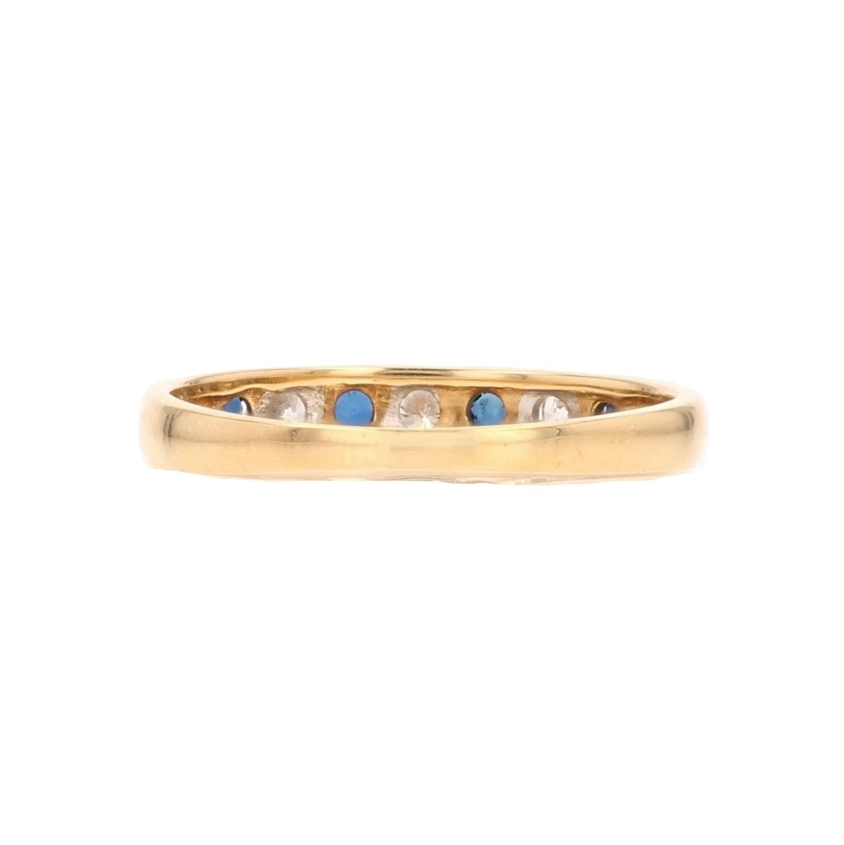 Bague Alliance en or jaune, saphirs et diamants - Castafiore