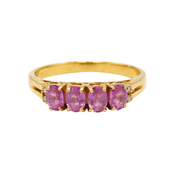 Bague Alliance en or jaune, saphirs et diamants - Castafiore
