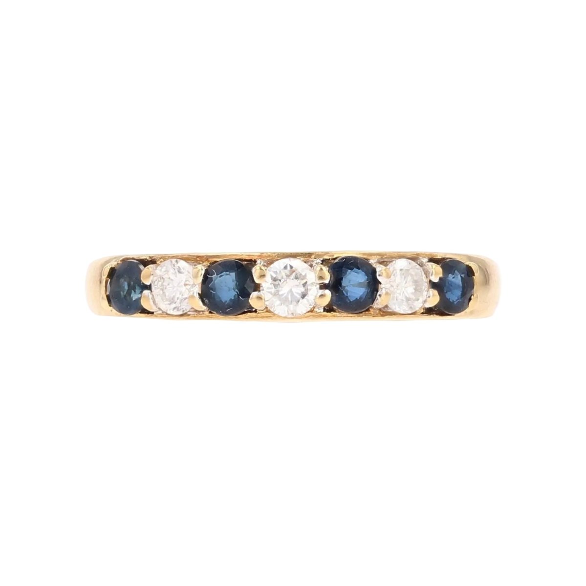 Bague Alliance en or jaune, saphirs et diamants - Castafiore