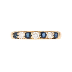 Bague Alliance en or jaune, saphirs et diamants - Castafiore