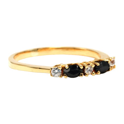 Bague Alliance en or jaune, saphirs et diamants - Castafiore