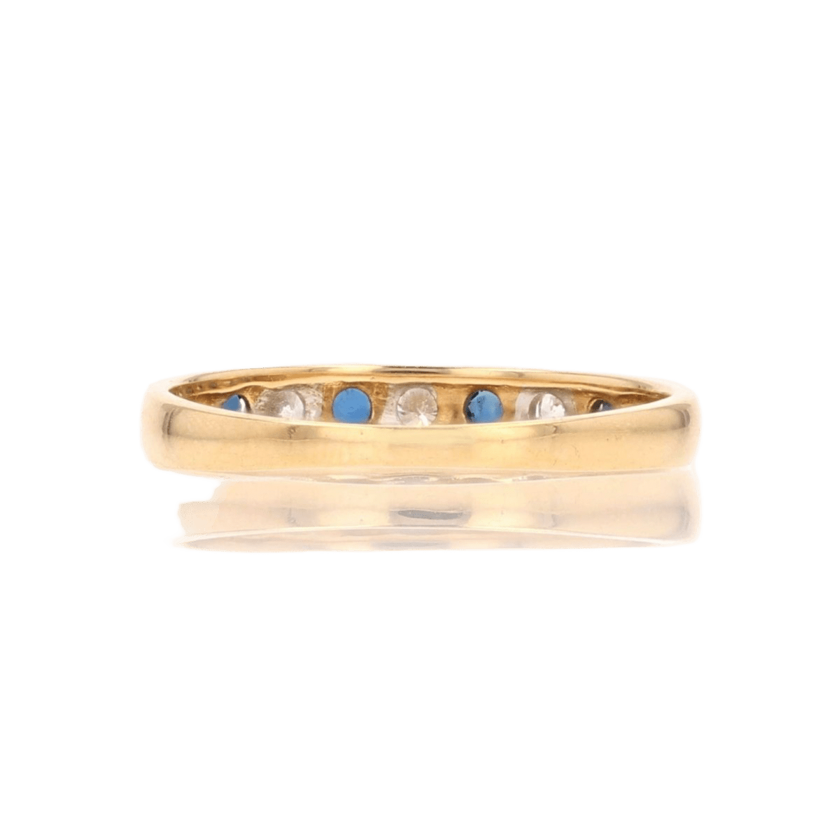 Bague Alliance en or jaune, saphirs et diamants - Castafiore