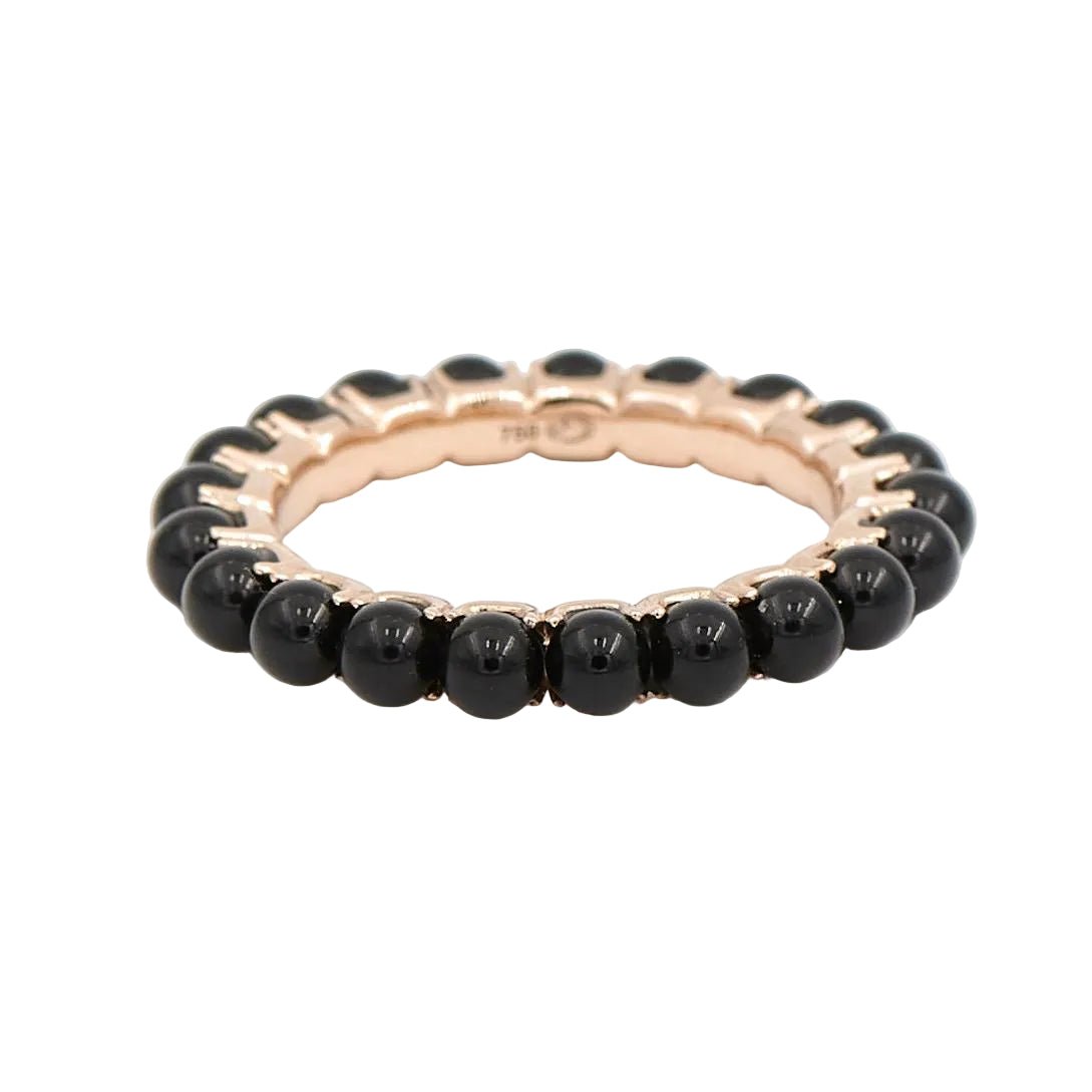 Bague Alliance GINETTE NY "Maria" en or rose et onyx - Castafiore