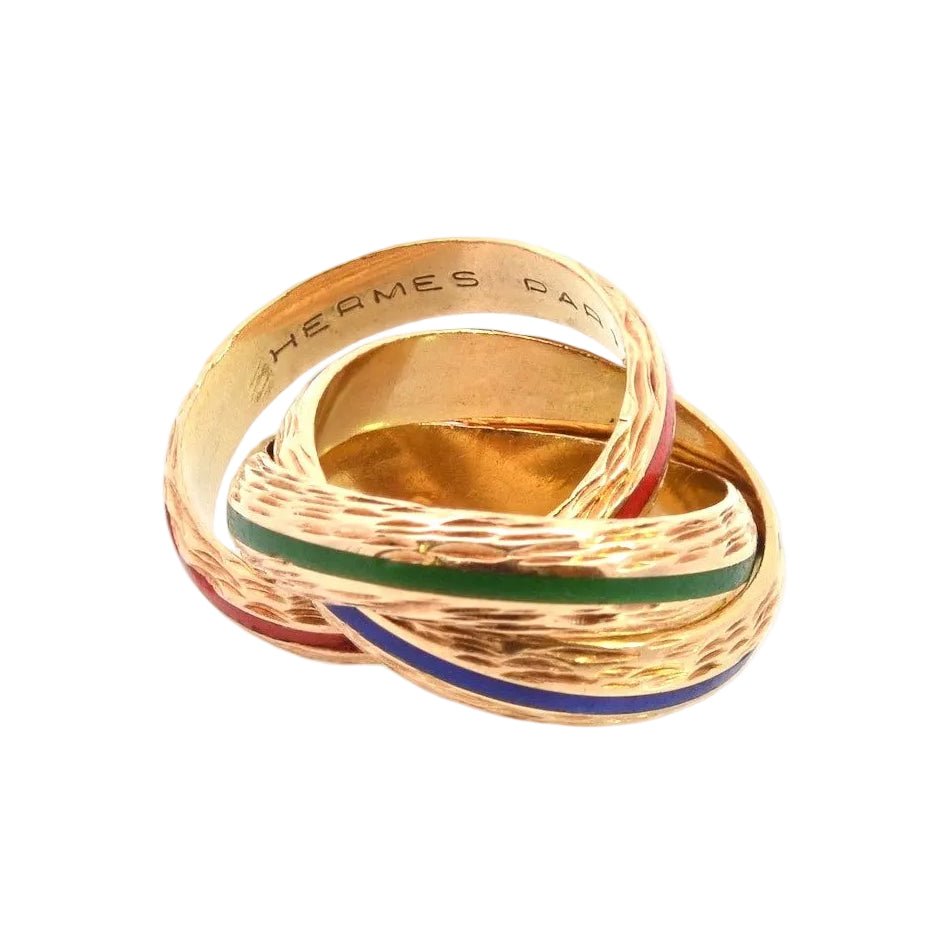 Bague Alliance HERMÉS Trinity en or jaune et émail