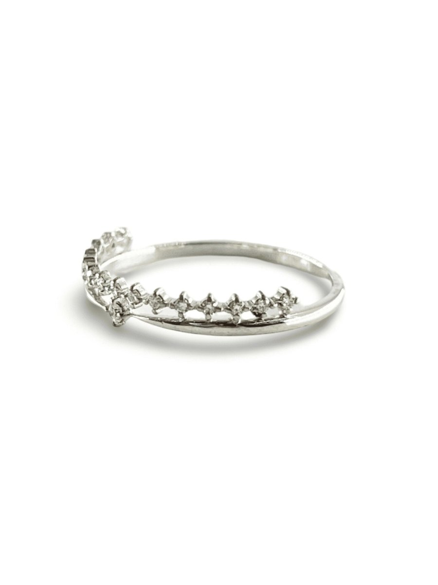 Bague alliance or blanc et diamants 0,12 ct - Castafiore