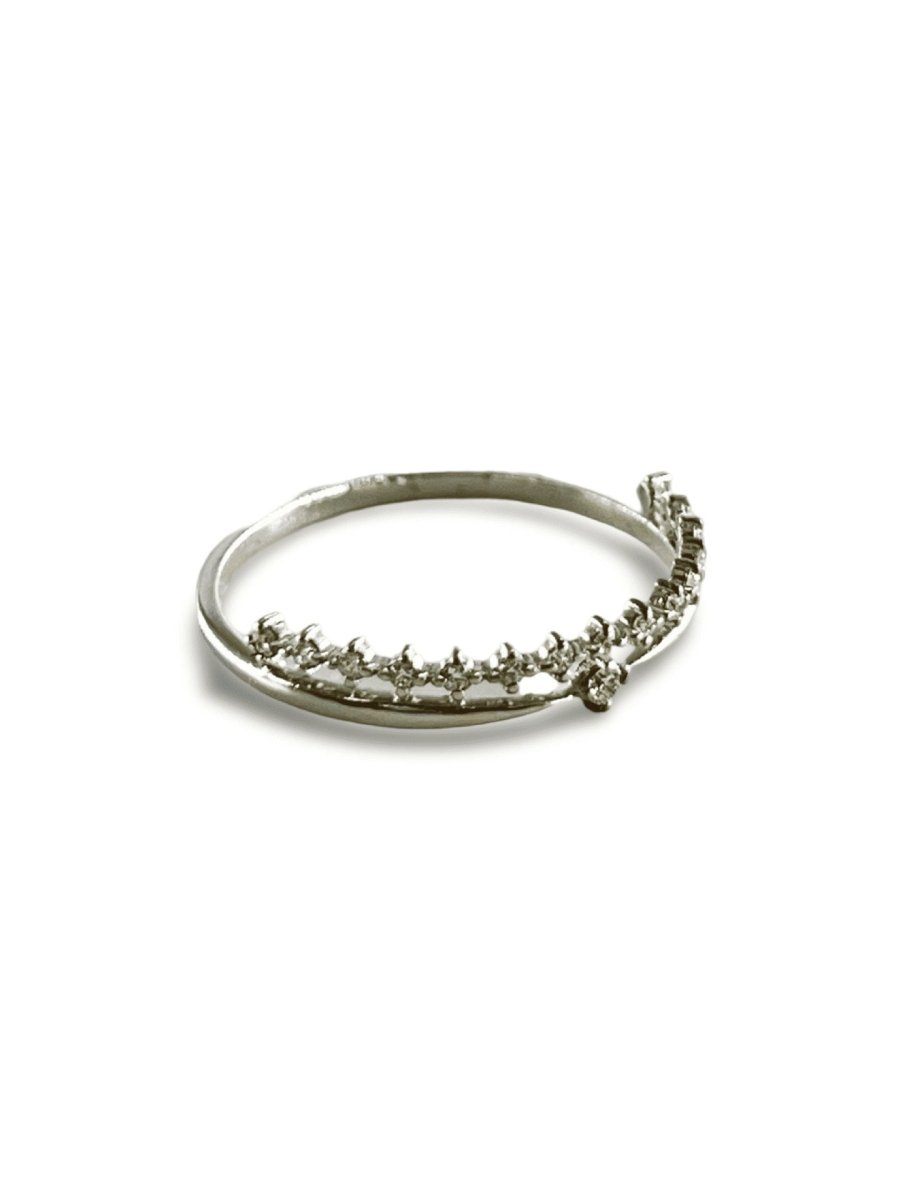 Bague alliance or blanc et diamants 0,12 ct - Castafiore